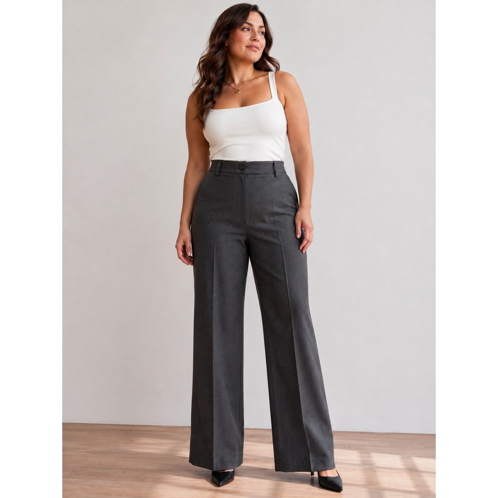 Talbots Collection Size 14 Charcoal Gray Wool Blend Wide Leg Dress Pants